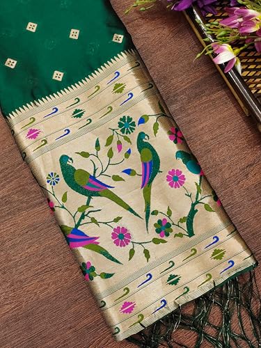 Image of DEVANGI Women's Woven Paithani Banarasi Silk Dupatta /Chunni For Women, Floral Print 1 Meter Wide and 2.3 Meter Length Printed Designer Dupatta /Chunni For Girls