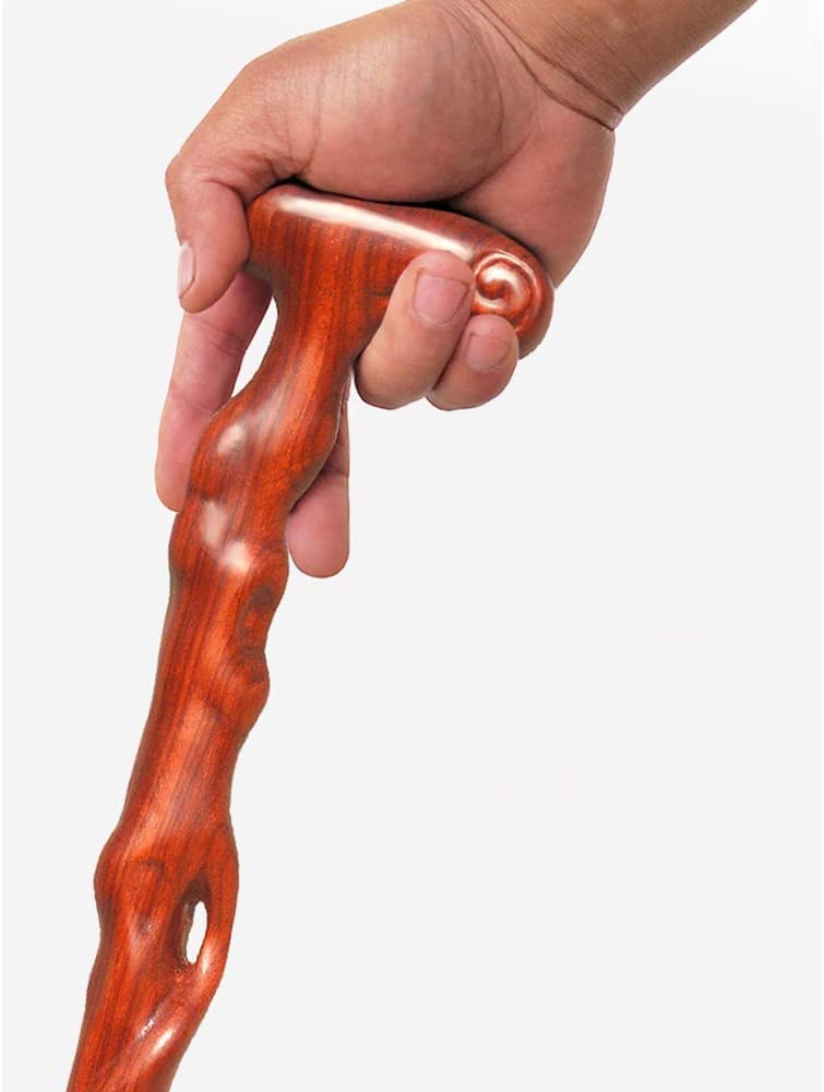Bastone da trekking in legno naturale, per uomini e donne, leggero e da passeggio per anziani, in legno massello, con design offset