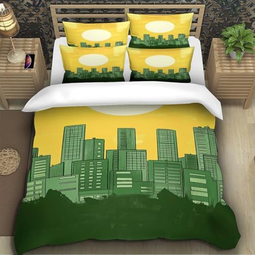 Housse de couette lavable machine à motif coucher de soleil 3D infroissable - 5