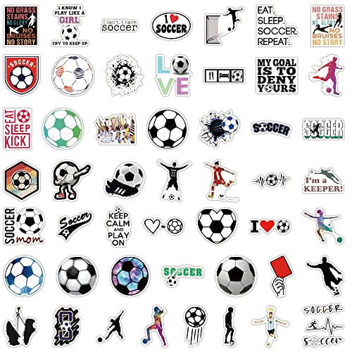 Luguiyang YYHB Soccer Stickers 50Pcs Soccer Sports Decals Vinyl Waterproof Decals For Laptop Skateboard Helmet Guitar Phone Case Luggage Car Bumper Stickrs Party Giveaways,Gifts thumb #2