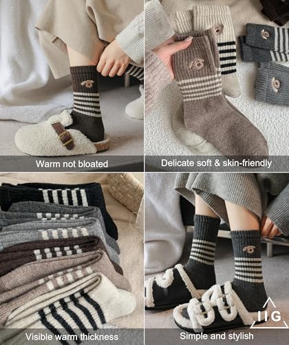 Image of IIG Winter Warm Wool Socks for Women Original Design Trendy Boot Socks Ideal Gift