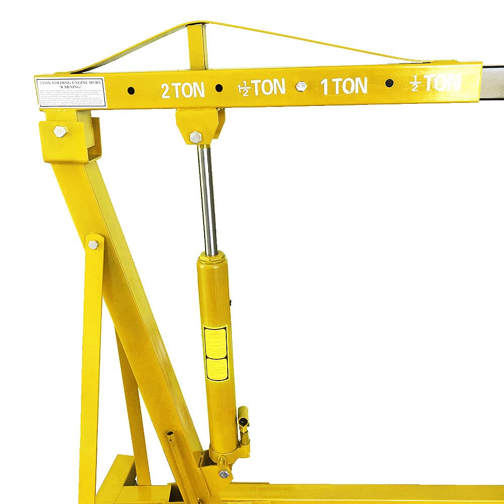 MOTOOS Engine Hoist 2 TON Folding Hydraulic Engine Motor Hoist Cherry Picker Shop Cranes Lift Red Shop Crane 4000 lb (2 Ton Engine Crane · Yellow)