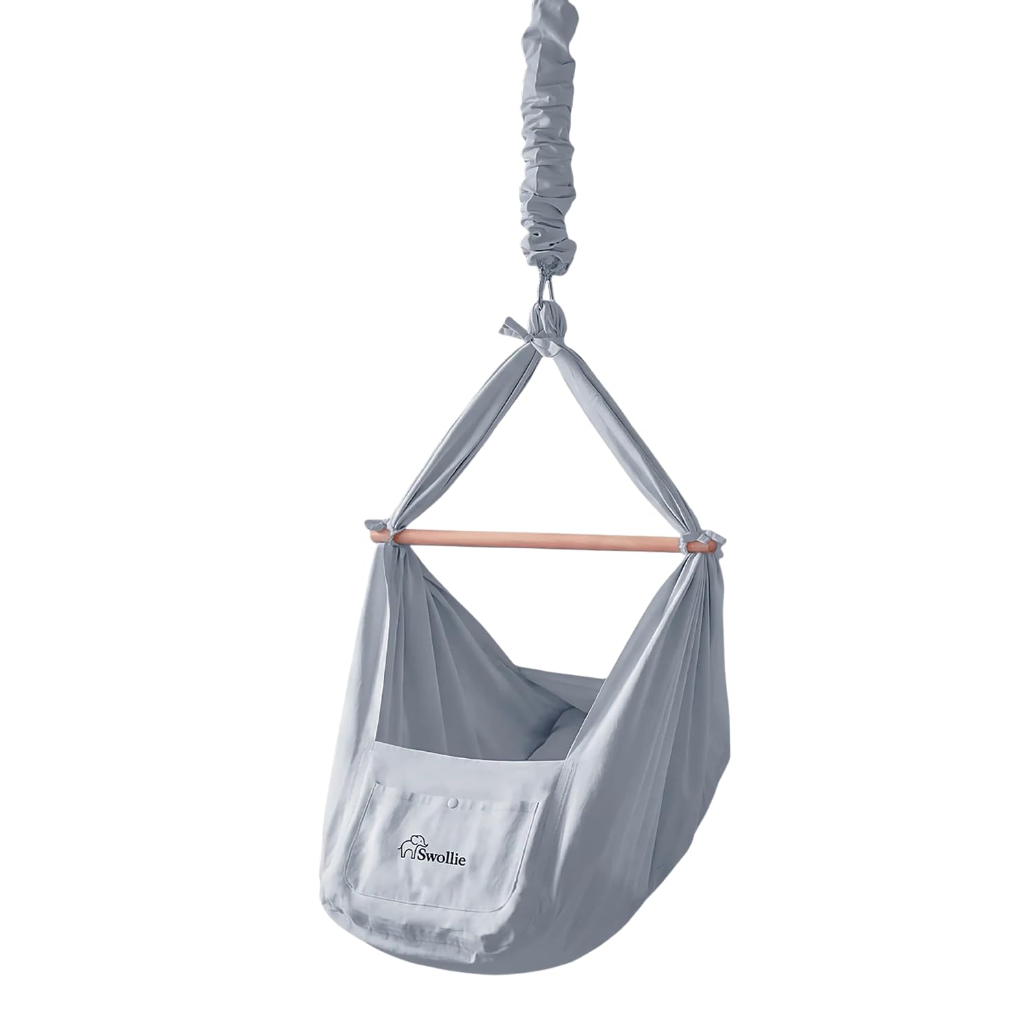 Premium Baby-Federwiege Blau | Bio-Baumwolle | für Babys ab Geburt bis 15 Kg | Schafwollmatratze | ergonomische Liegefläche |