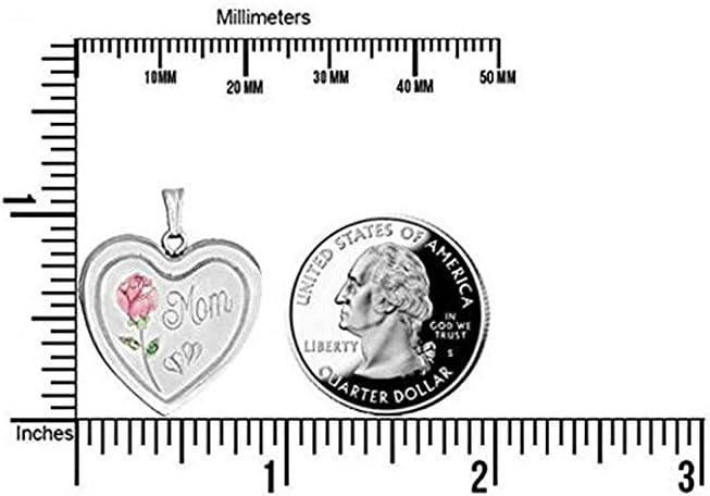 PicturesOnGold.com Sterling Silver MOM with Enamel Flower Heart Locket - 1 Inch X 1 Inch - Image 2