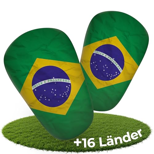 JDP Mini Schienbeinschoner extra kleine Schienbeinschoner Fußball Herren Anti-Rutsch Mini Schienbeinschützer Kinder Fussball Fußball Schienbeinschützer klein 12x8 cm Brasilien-Edition