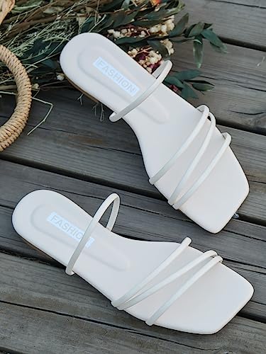 Image of GORGLITTER Women's Summer Vacation Beach Cute Square Toe Flat Sandals Strappy Toe Ring Thong Slide Sandal Slip on Flip Flops 2026