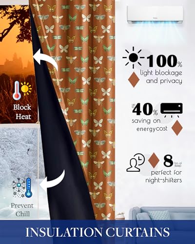 Image of Cloth Fusion Printed 100% Blackout Window Curtains 5 Feet Long Set of 2