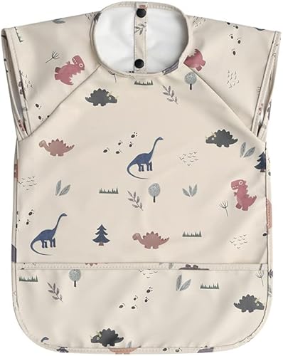 GZMM Baberos impermeables para bebés, babero de alimentación con recogedor de alimentos, fácil de limpiar y lavable