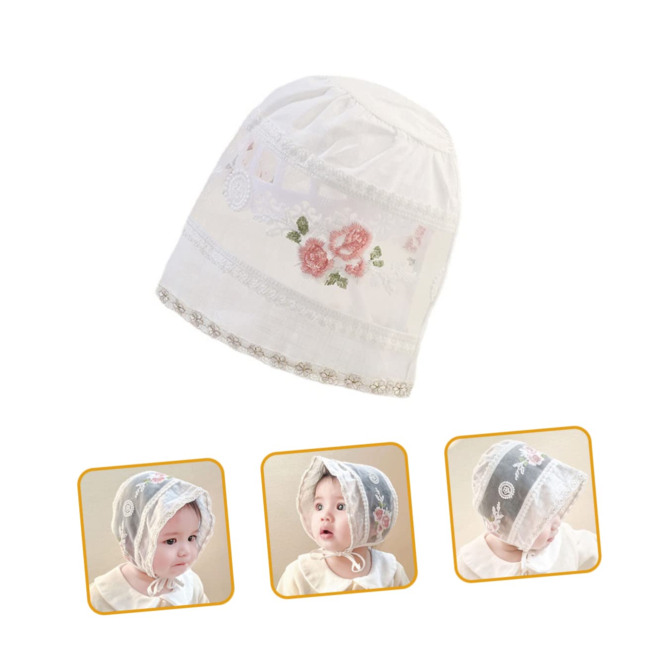 Ipetboom 5 Pezzi Cappello da Cappello Neonato Cappelli Estivi per da Bambina I Giocano a Cappelli delle Ragazze Cappellino da Cotone Bianca