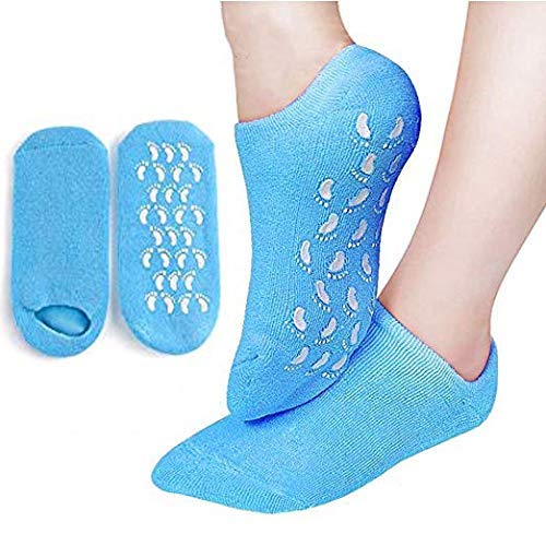 TKG MALL Full Heel/Feet Protector Silicone Ultra-Soft Socks with Moisturizing Natural Oil and Vitamin E - Helps Repair Dry Cracked Skin Spa Gel Socks MULTI COLOR