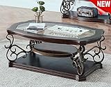 DANGRUUT Luxurious Glass Top Coffee Table for Living Room, Cocktail Table, End Table Center Table...
