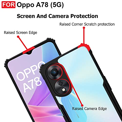 Image of CEDO Backcover for Oppo A78 (5G) | Camera Protection Shockproof Bumper-Edge | Acrylic Crystal Clear 360 Degree Protection TPU+PC | Transparent Eagle Back Case Cover (Black)