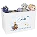 My Bambino Personalized Noahs Ark Toy Box Custom White Wooden Animals Bin Child Safe with No Lid Storage Playroom Nursery Baptism Religious Baby Gift