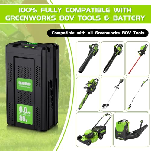 Image of Bonacell Replacement for Greenworks 80V Battery High Capacity | GBA80200 GBA80300 GBA80400 GBA80500, for Greenworks 6.0Ah 80V Power Tools PW80L420 TL80L00 LMB407 PS80L00 BBLB484 BLB481 C12