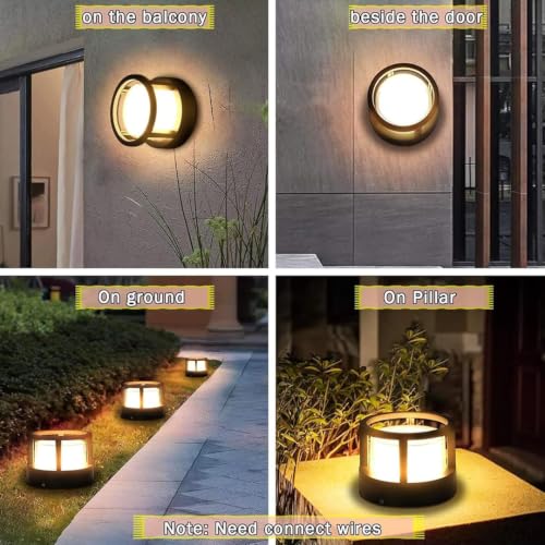 Image of fizzytech Round LED Wall Light, Modern Black Decorative Wall Lamp with Warm White Lighting for Living Room, Bedroom, Hallway & Home Decor, Pack of 2