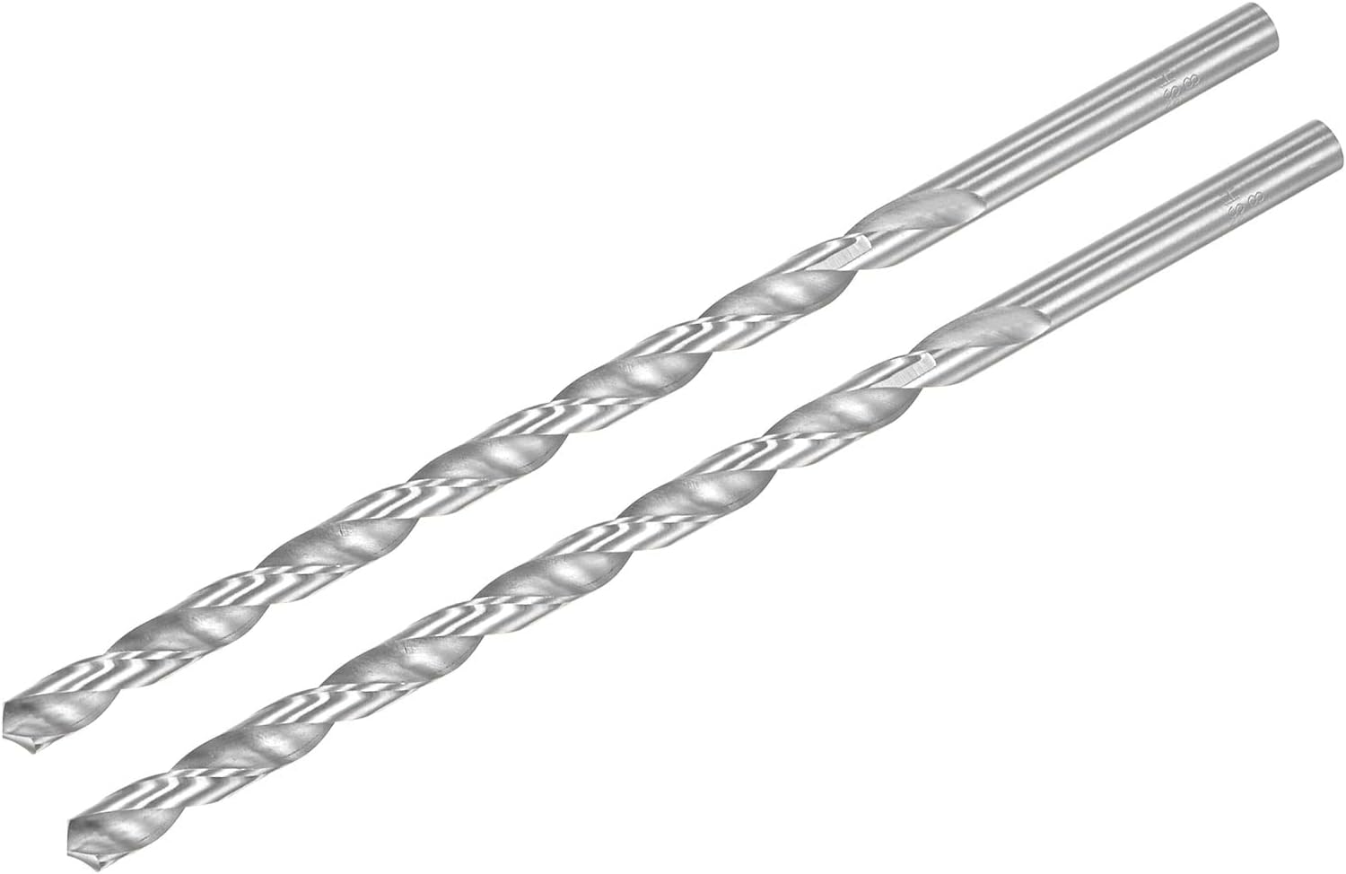 sourcing map HSS(High Speed Steel) Extra Long Twist Drill Bits, 8mm Drill Diameter 200mm Length for Hardened Metal Woodwork Plastic Aluminum Alloy 2 Pcs
