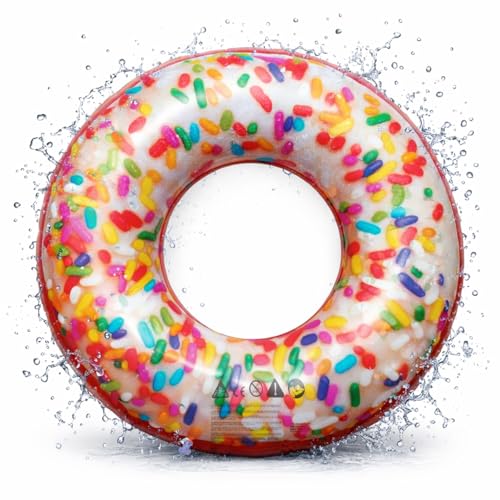 Aufblasbar Schwimmring Streusel Ø 120 cm Schwimmreifen Pool & Wasser für Erwachsene & Kinder (Donut Streusel)