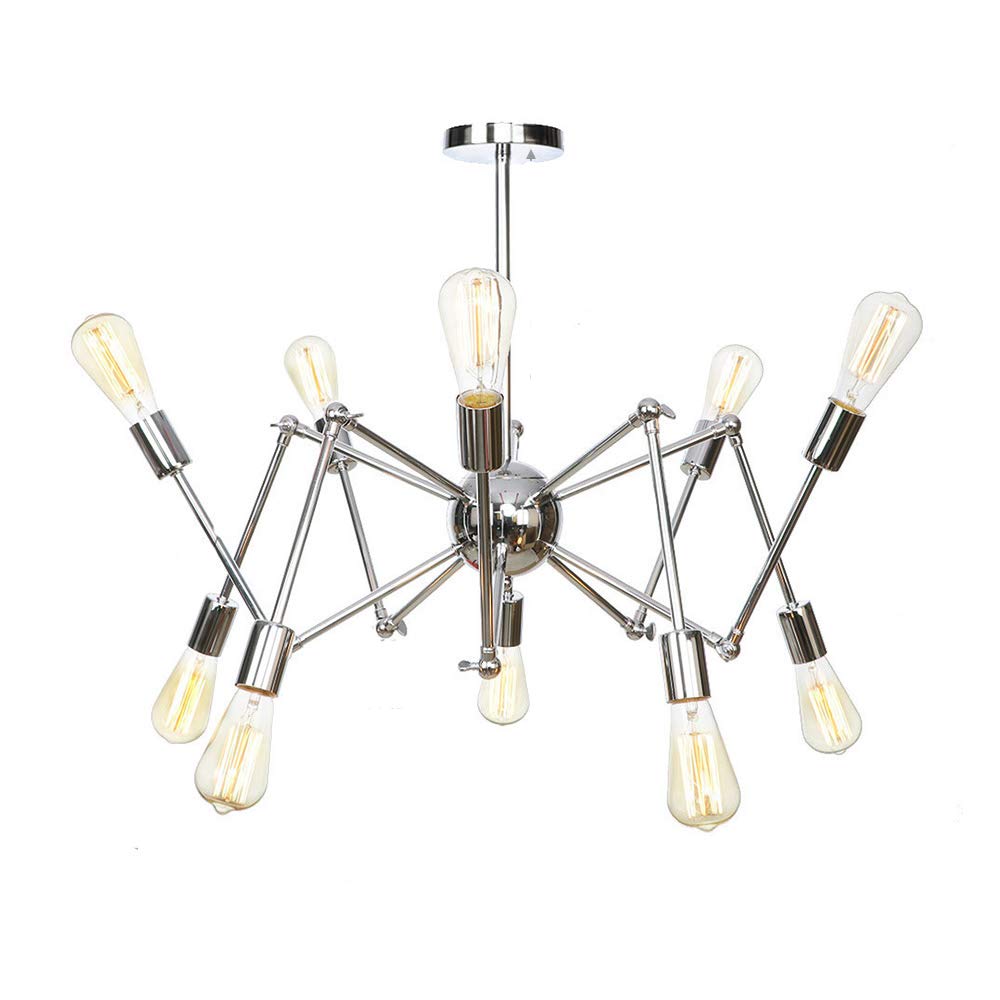 VDOQTLJT E26 Gold Sputnik Chandelier Modern Pendant Light Lighting V-intage Ceiling Fixtures Compatible with Kitchen Living Room Dining Bedroom Farmhouse Wall Sconce(Cromo,10 head)