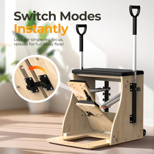 Pilates Chair with Handles, Upgrade Split Pedals & Resistance Bands - Professional Adjustable Fitness Chair for Home, Studio & Gym Use - Customizable Resistance Levels - Image 4
