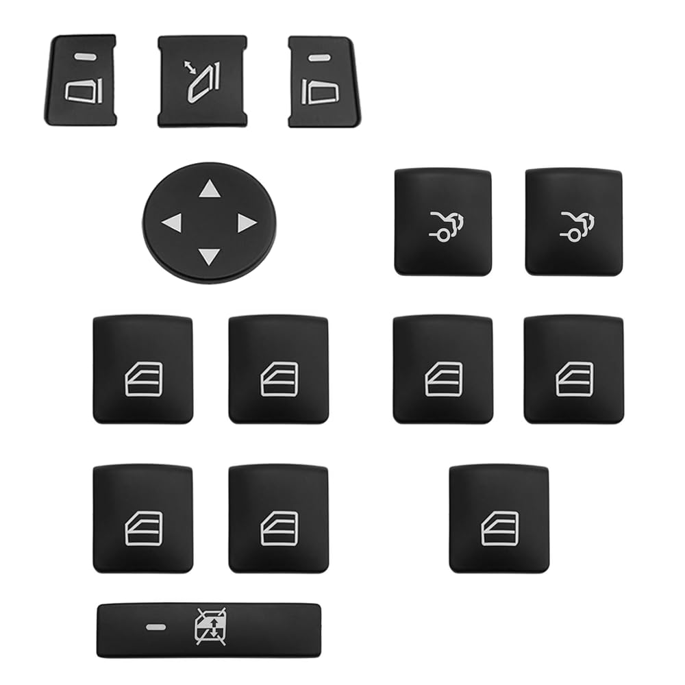14 Pcs Window Glass Lift Button Trim Cover Interior Door Power Window Switch Button Cover Fit for Mercedes Benz A (W176) / B(W246) / C(W204) / E(W212) / GL/ML/CLA/GLA/GLE/GLK Class