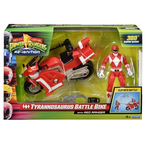 Mighty Morphin Power Rangers Vélo de combat Tyrannosaure avec Ranger rouge