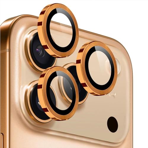 Image of amazon basics Camera Glass Lens Protector Ring for iPhone 17 Pro Case Friendly with Edge to Edge Coverage and Easy Installation (Orange)