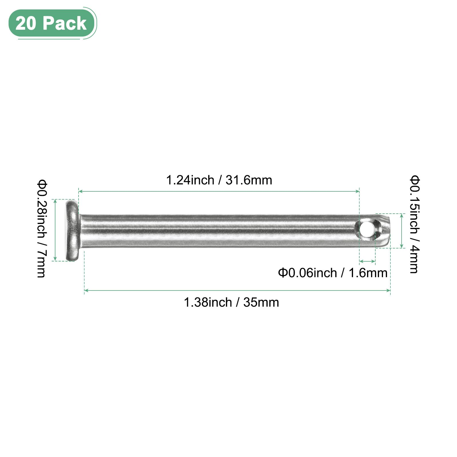 M METERXITY 20-Pack Single Hole Clevis Pins - Image 3