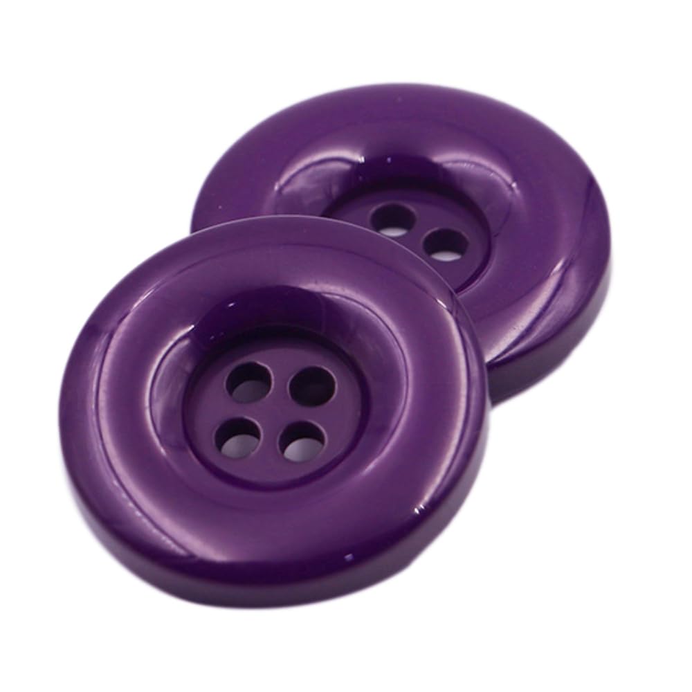 Blausky Pack of 20 Colourful Buttons, Plastic Craft Buttons, 4 Eyelets, Resin Buttons, Round Small Buttons, Craft Buttons for Sewing, Knitting, DIY Craft, Painting, Gift Decoration, Dark Purple, 15 mm