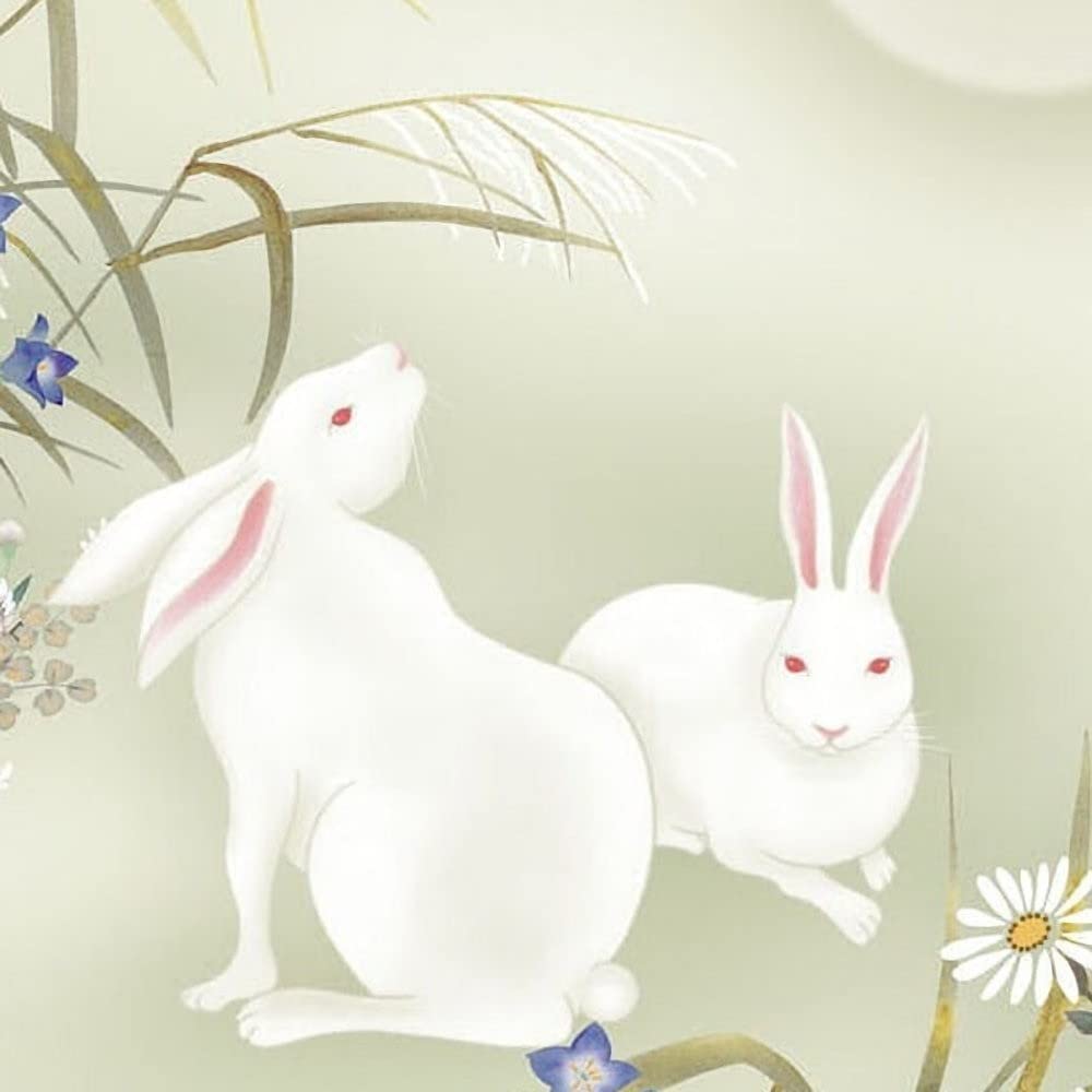 Amazon.co.jp: ◎近藤玄洋『月見うさぎ（F6号）』高精彩工芸画 絵画 新