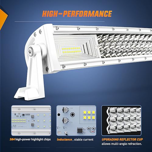 Image of Nilight Marine LED Light Bar Navigation Lights 52 Inch Curved White Spot Flood Combo Ponton Boat Deck Dock Lighting for Night Fishing T-top Stern Yacht Sailboat Trucks Tractors