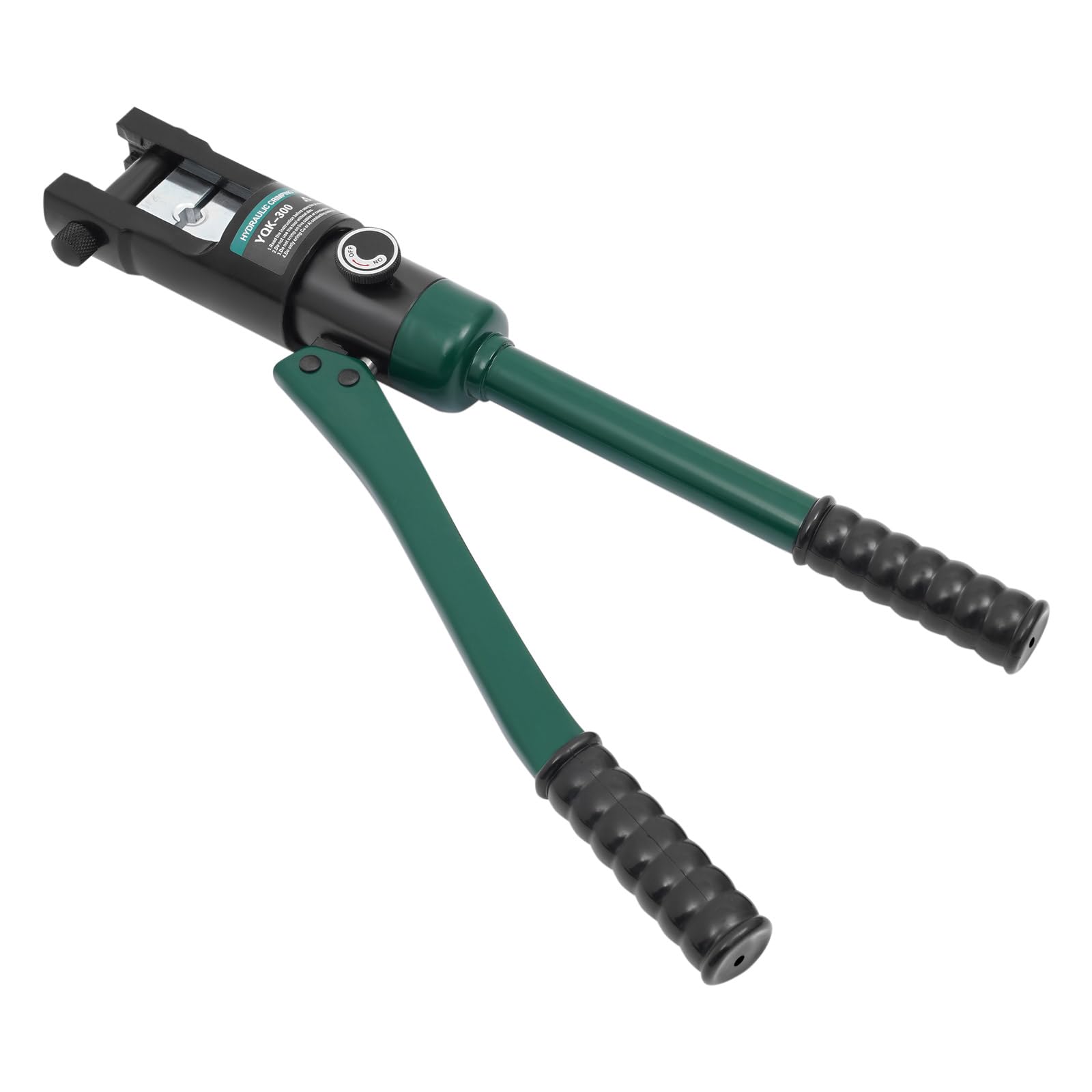 Hydrauliczne szczypce zaciskowe 120 KN z 11 matrycami 16-300 mm², szczypce zaciskowe do końcówek kablowych i rur – ręczne narzędzie do zaciskania do instalacji elektrycznej i przemysłu (zielone/czarne