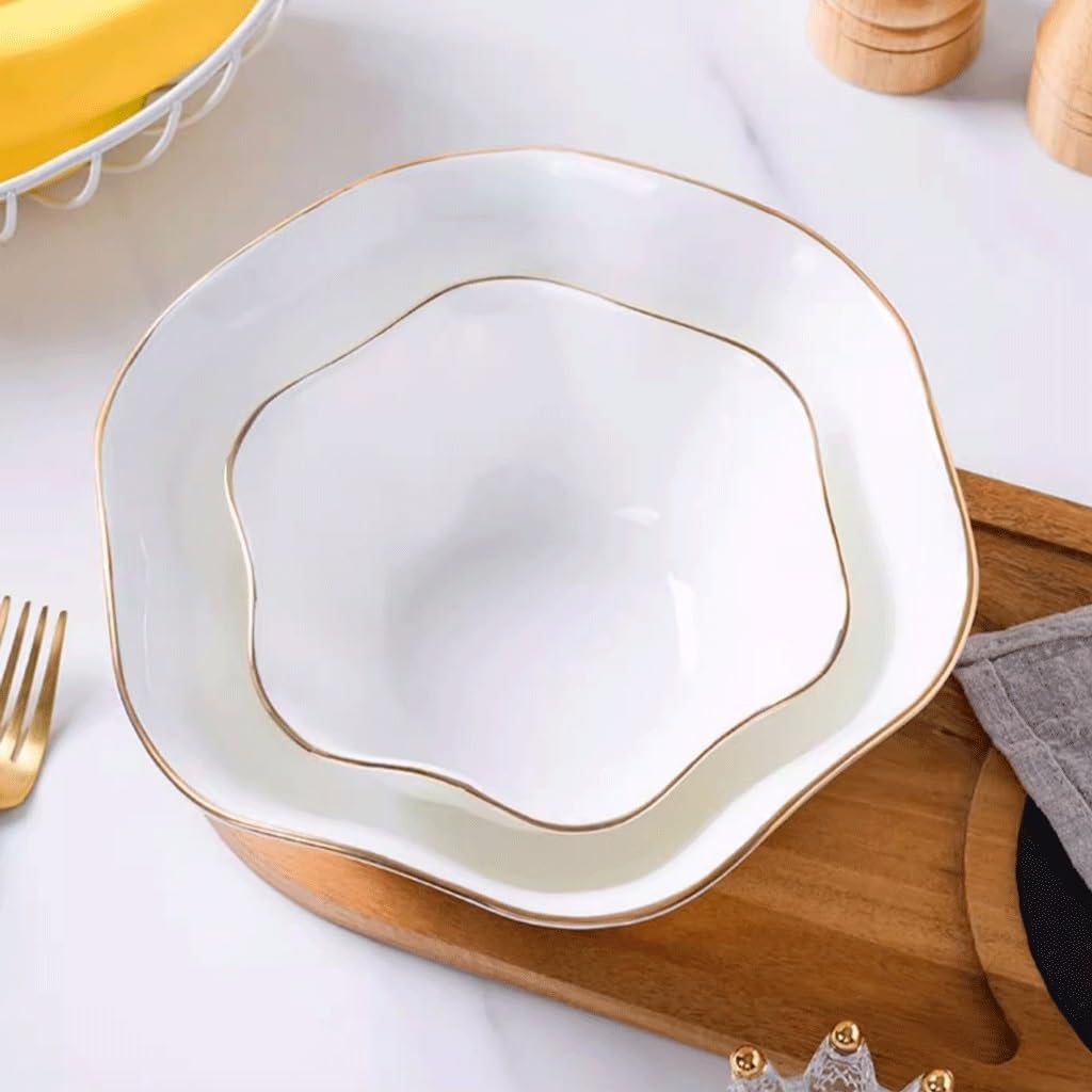 Duże Miski Sałatkowe Miska na Zupę Porcelain Bowl Soup Bowl Pasta Bowl Fruit Salad Bowl Western Food Bowl Household Large Bowl Ceramic Bowl Miski Kuchenne Miska do Sałatek, Owoców,