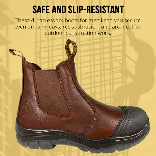 Wolf Work Boot | 100% Genuine Upper Leather | Oil, Heat, Chemical, Abrasion | Electrical Hazards | Non-Slip Rubber Sole | Construction | Industrial PPE4