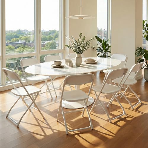 Image of DUMOS Folding Plastic Chairs Sets of 20, 330lbs Capacity Stackable Home Office Chair, Portable Fold Up for Indoor Outdoor, Patio, Camping, Garden, Party, White