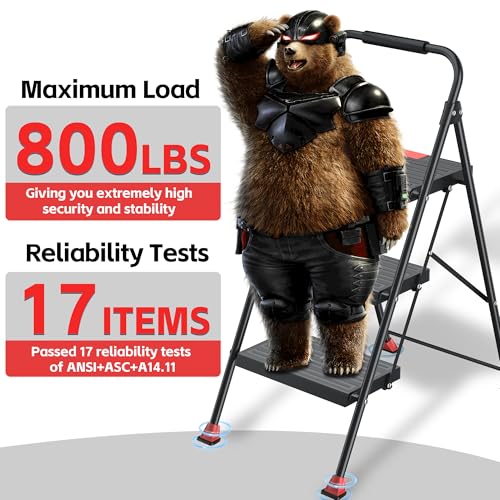 image for DIAMONDFORGE Step Ladder Foldable Folding Stool - for Home Adults Kitc