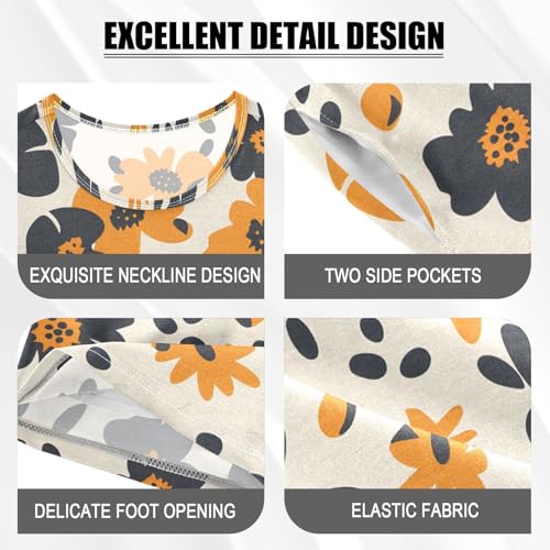 ALAZA Leopard Print Flower Cartoon Pajamas Short Sleeve 2 Piece Sleepwear Top and Bottom Pajama Set Unisex4