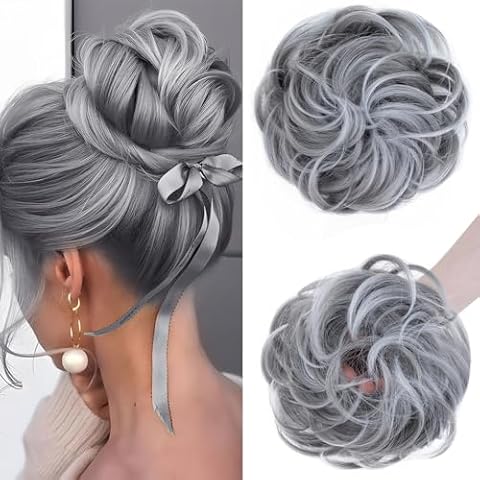 S-noilite Dark Grey Messy Bun Hair Piece Cover