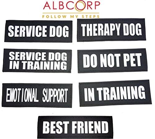 Albcorp Reflective Do Not Pet Patches with Hook Backing for Service Animal Vests/Harnesses Medium (5 X 1.5) Inch