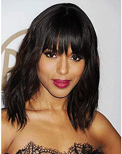 aSulis Bob Curly Wig Synthetic Short Wigs with Bangs Natural Looking Heat Resistant Fiber Hair for Women (Black)