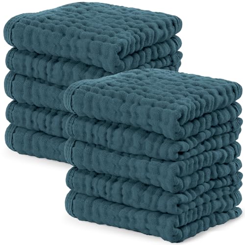 Baby-Waschlappen, Musselin-Baumwoll-Babyhandtücher, groß, 25,4 x 25,4 cm, weich auf empfindlicher Haut, saugfähig, für Jungen und Mädchen, Baby, Kleinkind, Essentials, Duschgeschenk (Farn, 10 Stück)