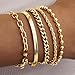 Gold Bracelets for Women Waterproof, Stackable Bracelets for Women Non Tarnish, Dainty Simple Jewelry Sets Inclued Beaded/Cuban/Paperclip/Herringbone/Rope Link Chian With Adjustable 2