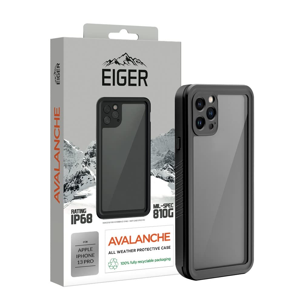 EIGER Avalanche Case for iPhone 13 Pro Complete All Weather Phone Protection Military Spec in Matt BLACK