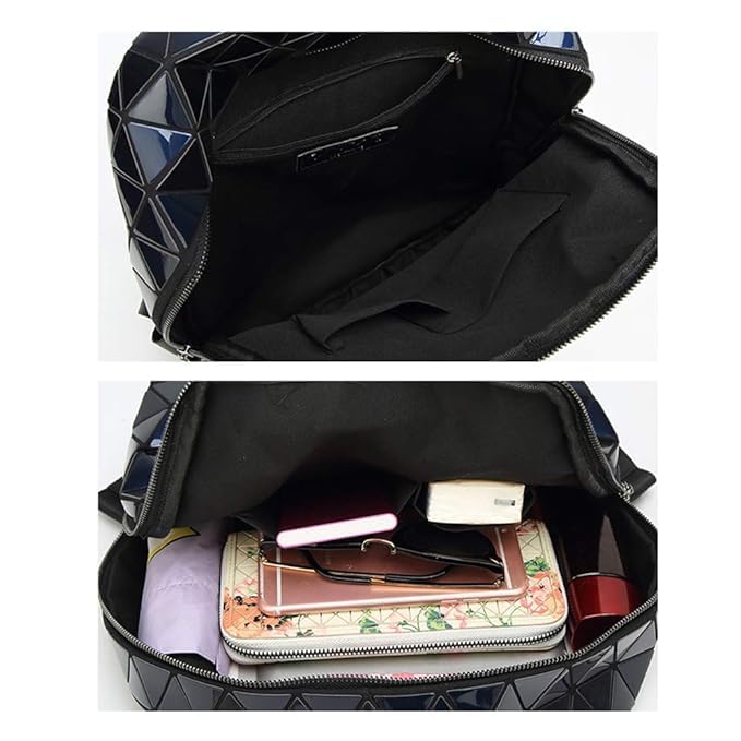Image of Batcat Geometric Backpack Holographic Luminous Backpacks Reflective Bag Luminesk Irredescent Rucksack (Black triangle cut)