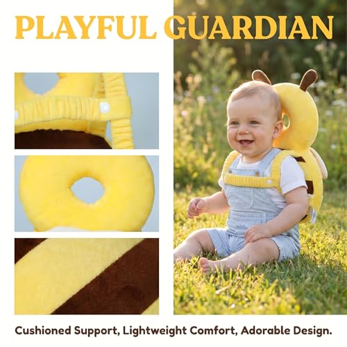 Image of Baby Head Protector Backpack - Soft & Lightweight Head Protection Pad for Bebe Walking and Crawling(Bee)