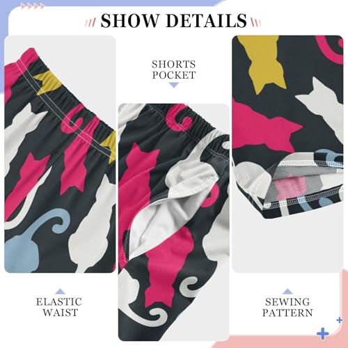 Bright Colors Cats Silhouettes Boys Pants for Kids Jogger Pants with Pockets S-XL4