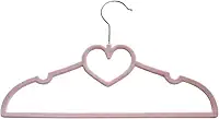 Clingo Cabide Infantil de Veludo, Pack com 5 Unidades, Antideslizante, Ultrafino e Resistente, Coração Cor Rosa