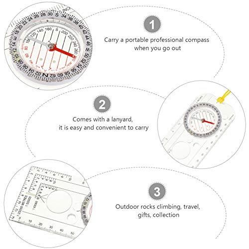 NUOBESTY 3 peças de bússola de mira, bússola, trilha, mapa de sobrevivência, bússola, caça, pesca, b