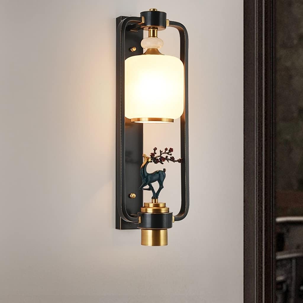 ASerZenith Wall Sconces, Wall Light Mirror Reading Lamp Wall Lamp Modern Chinese Style Copper Glass Wall Lamp Living Room