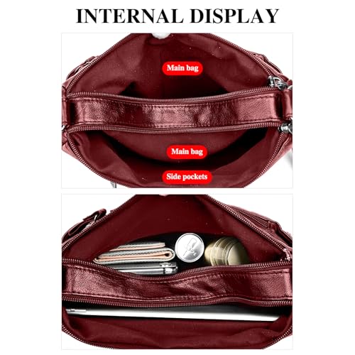 Image of WITERY Crossboby Bag for Women - Soft PU Leather Multi-Pocket Shoulder Bag Handbag with Adjustable Strap