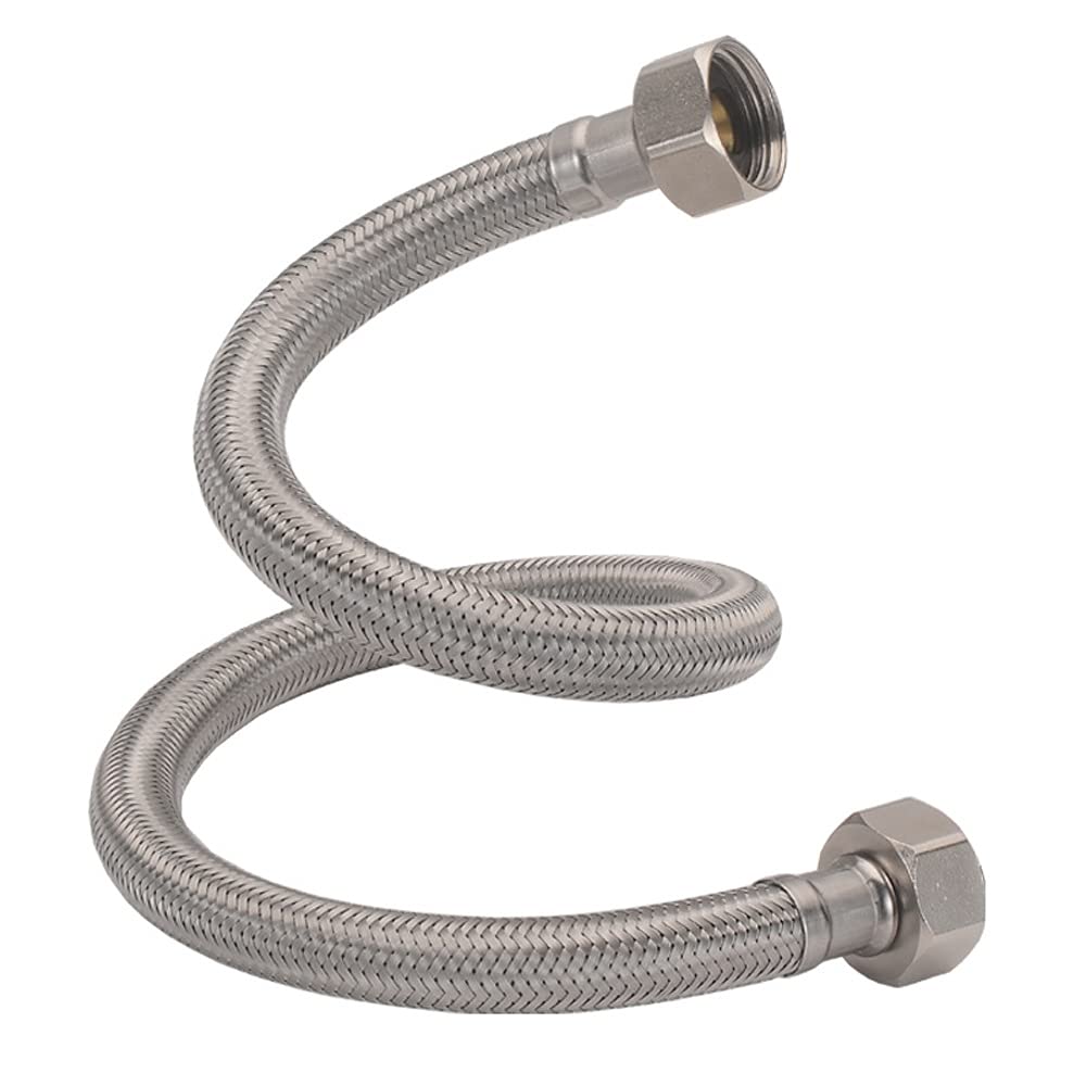 ALYHYB Par de 1/2 "x 1/2" BSP Cuenca de Cocina Monobloc Mezclador Conector Tubos de Manguera, Tubo Interno de Goma EPDM, Tubo Trenzado de Alambre de Acero Inoxidable, Longitud 16 Pulgada / 24 Pulgada